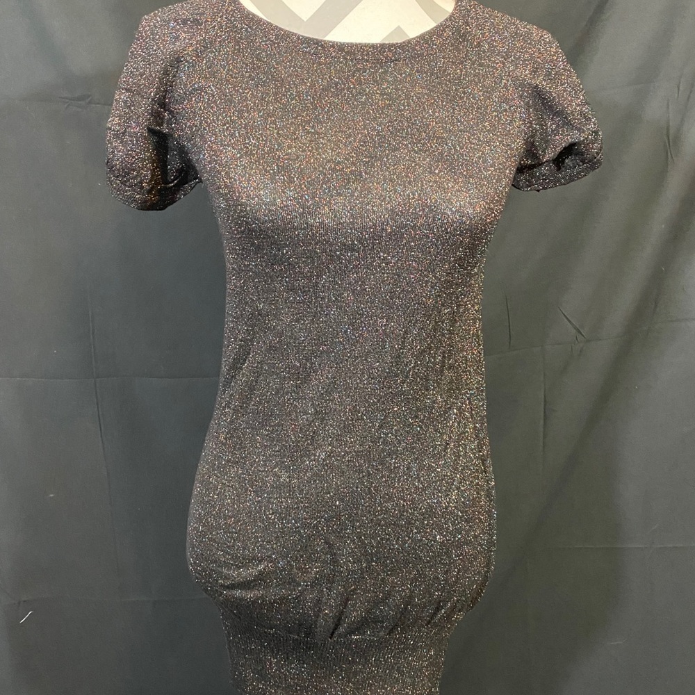 Short Sleeve Open Back Sparkly Mini Dress